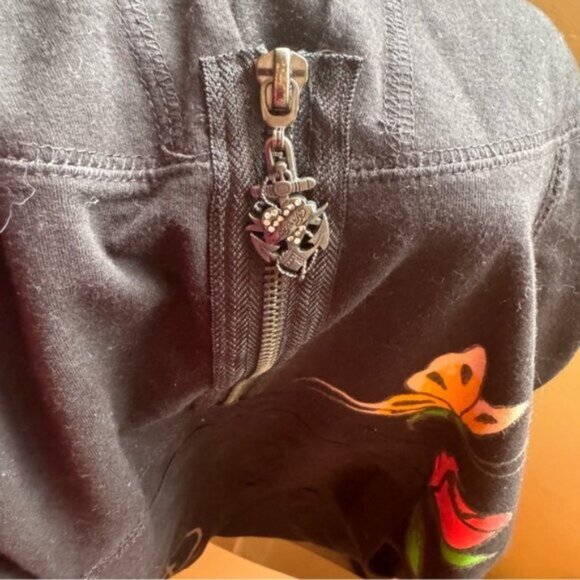 Ed Hardy Vintage Y2K 1/2 Zip Hoodie Cotton Tattoo Roses Graphic Long Sleeves XS - Picture 8 of 16